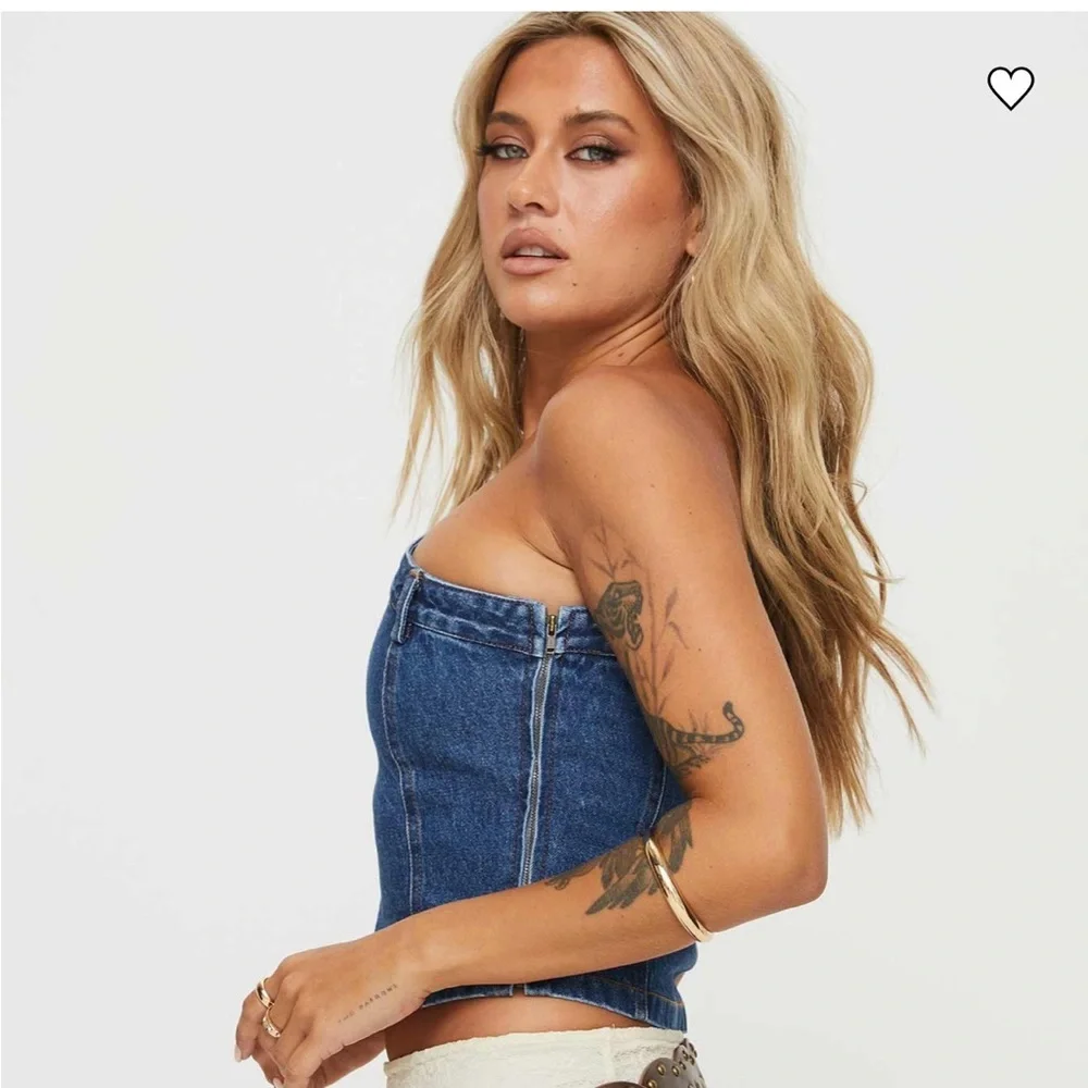 Princess Polly Blue Denim Asymmetrical Tank Top - Picture 3 of 12